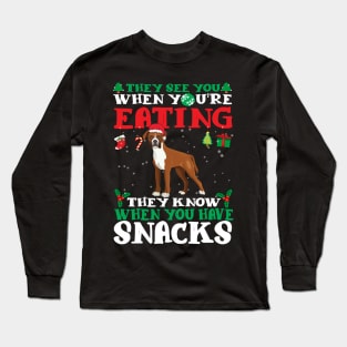 Christmas Dog Eating Snacks Long Sleeve T-Shirt